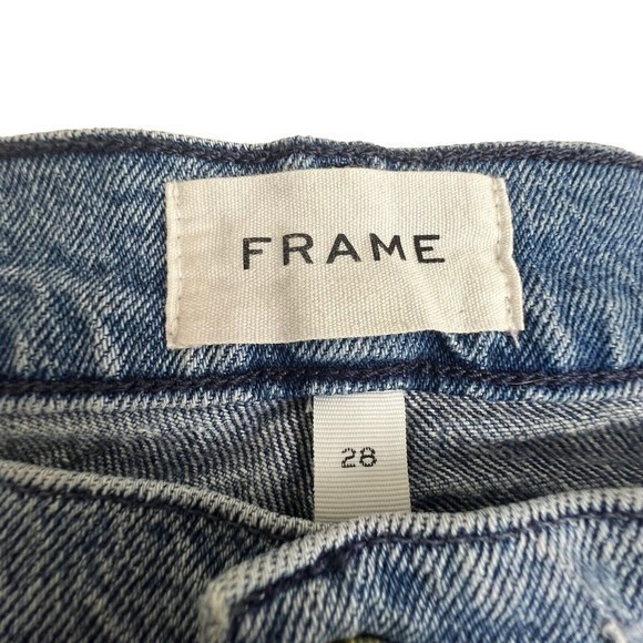 Frame Womens Light Wash Mid Rise Distressed Le Garcon Straight Leg Jeans Size 28 - Picture 7 of 9